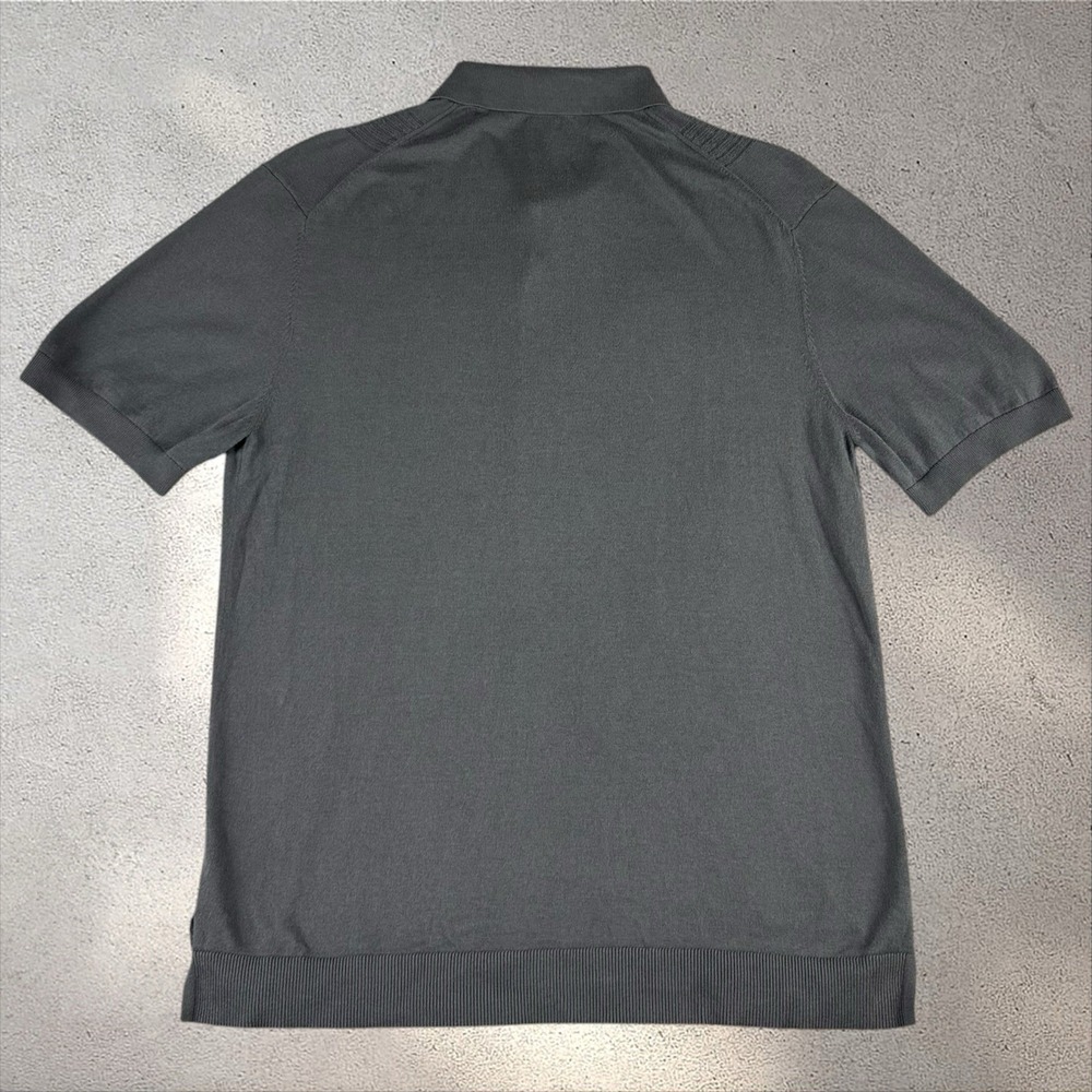 Todd Snyder Silk-Cotton Ribbed Full-Placket Sweater Polo Slate Gray Sz L - Picture 5 of 7